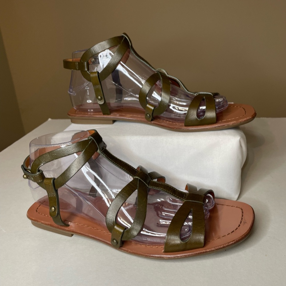 Via Spiga Olive Green Leather Strap Sandals Size 8